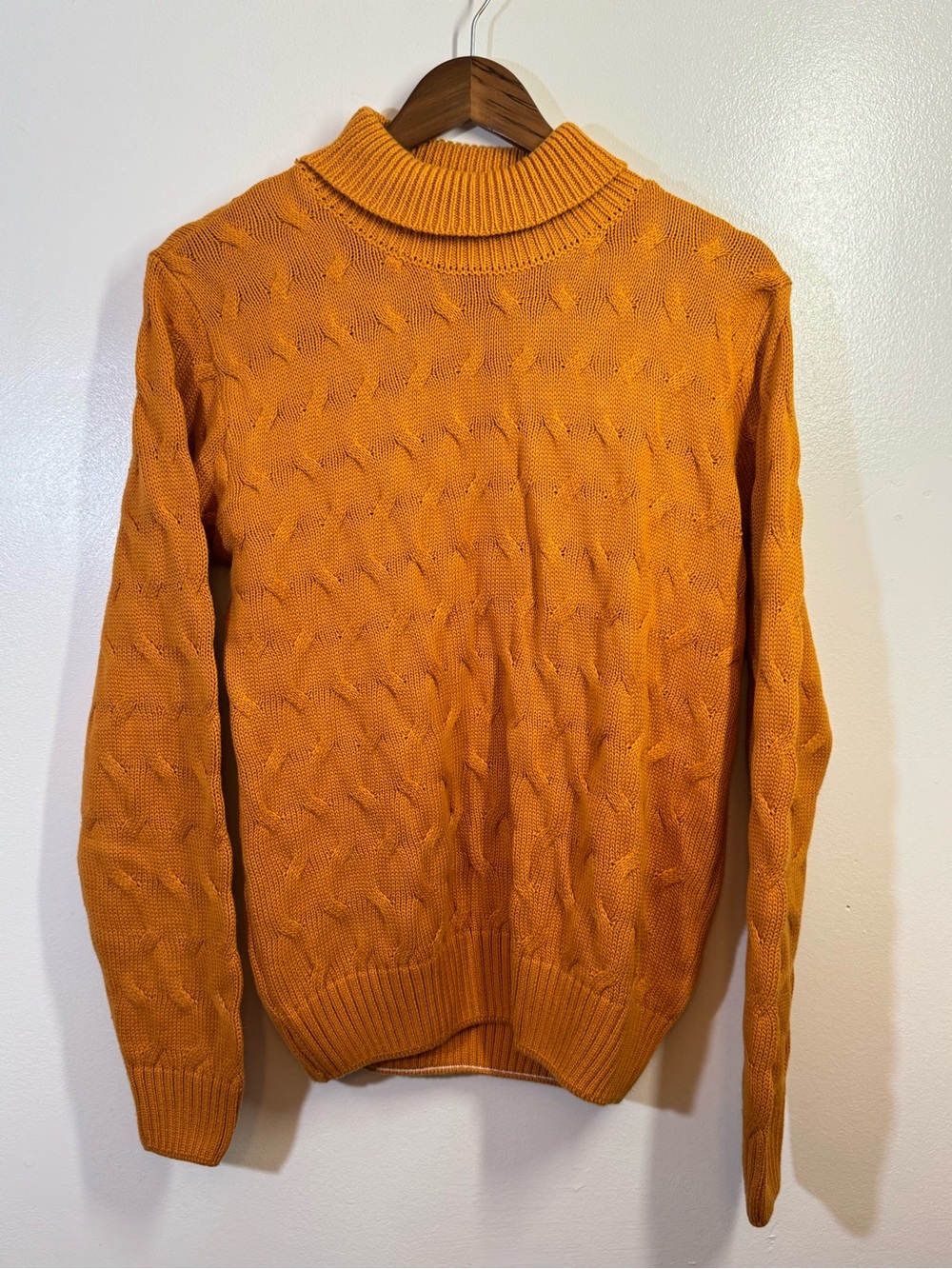 Womens Orange Polo Ralph Lauren Chunky Cable Knit Turtleneck Sweater - Medium
